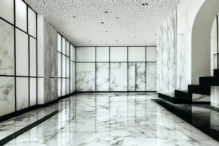 empty white marble wall and floor