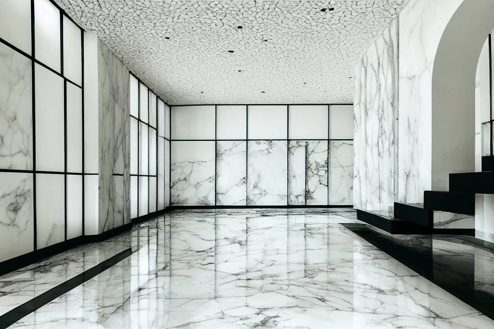 empty white marble wall and floor