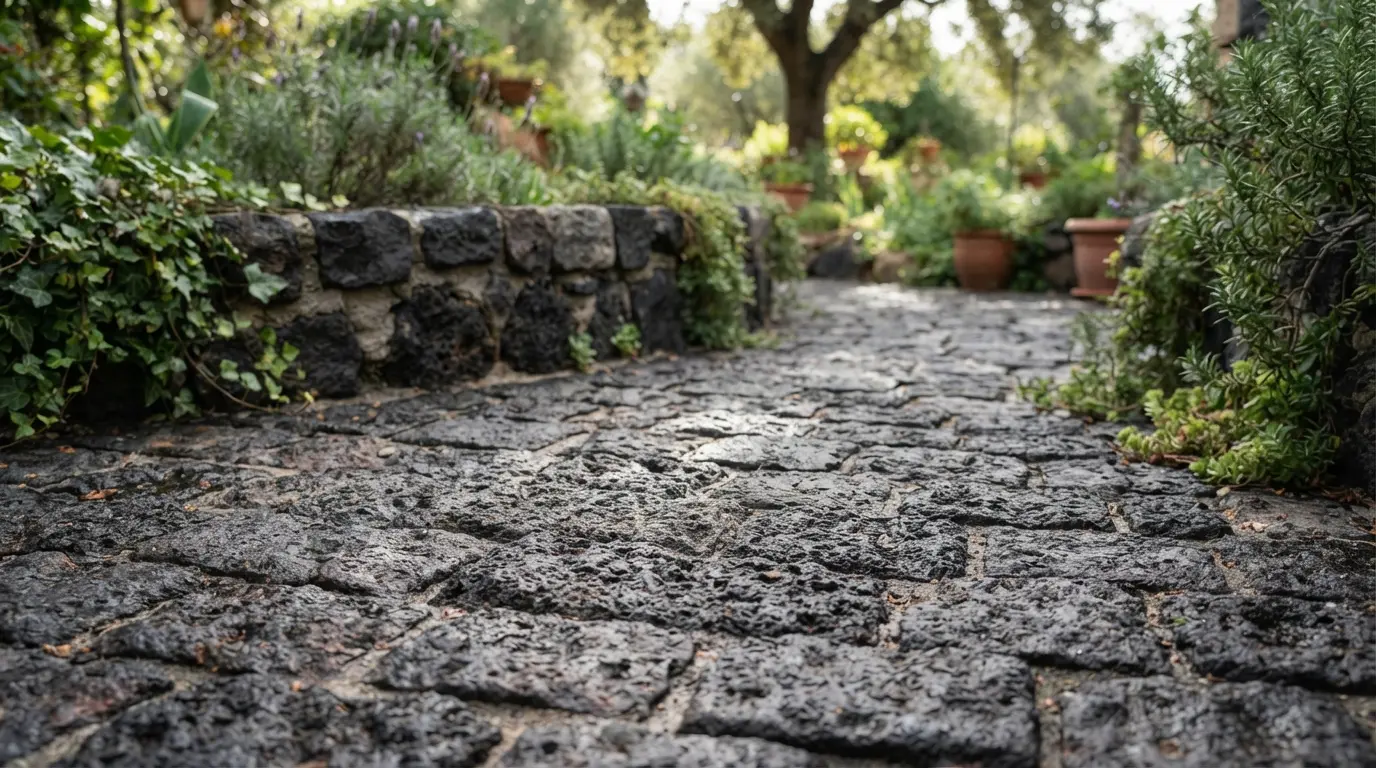 Black volcanic basalt stone texture used for paving and decoration